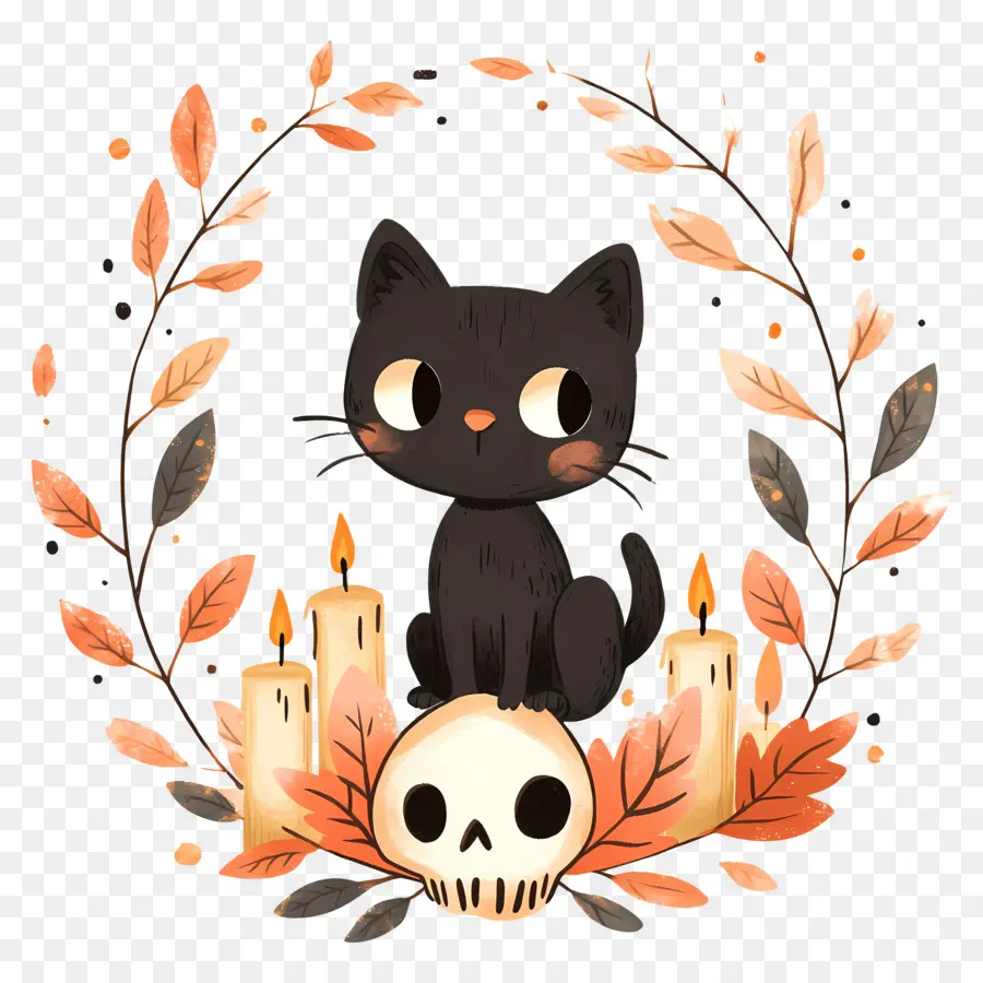 Gato Negro De Halloween，Gato PNG