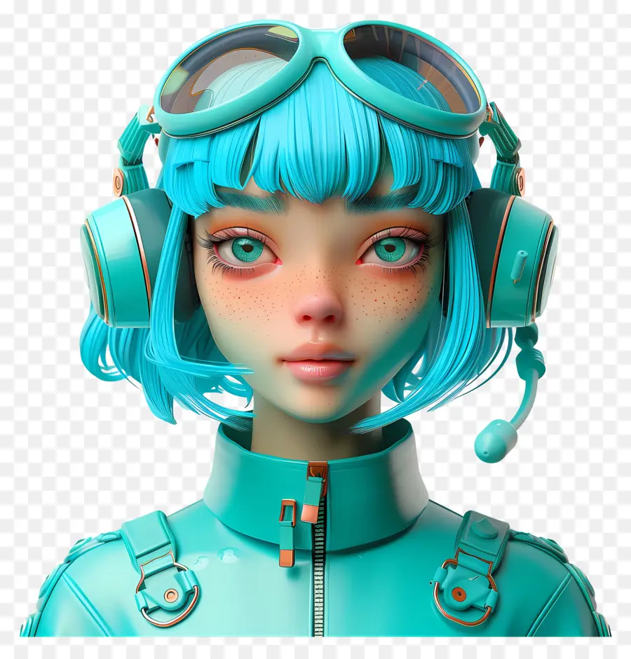 Avatar De Niña 3d，Chica Con Auriculares PNG