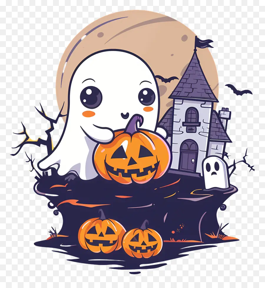 Fantasma De Halloween，Fantasma Con Calabaza PNG