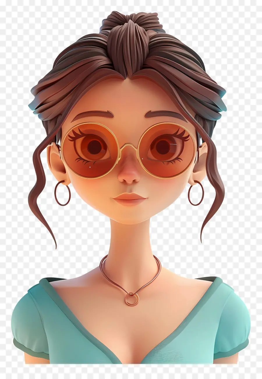 Avatar De Niña 3d，Chica Con Gafas De Sol PNG