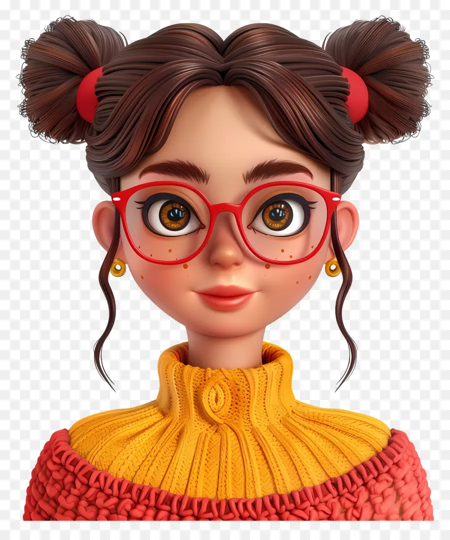 Avatar De Niña 3d，Chica Con Gafas PNG