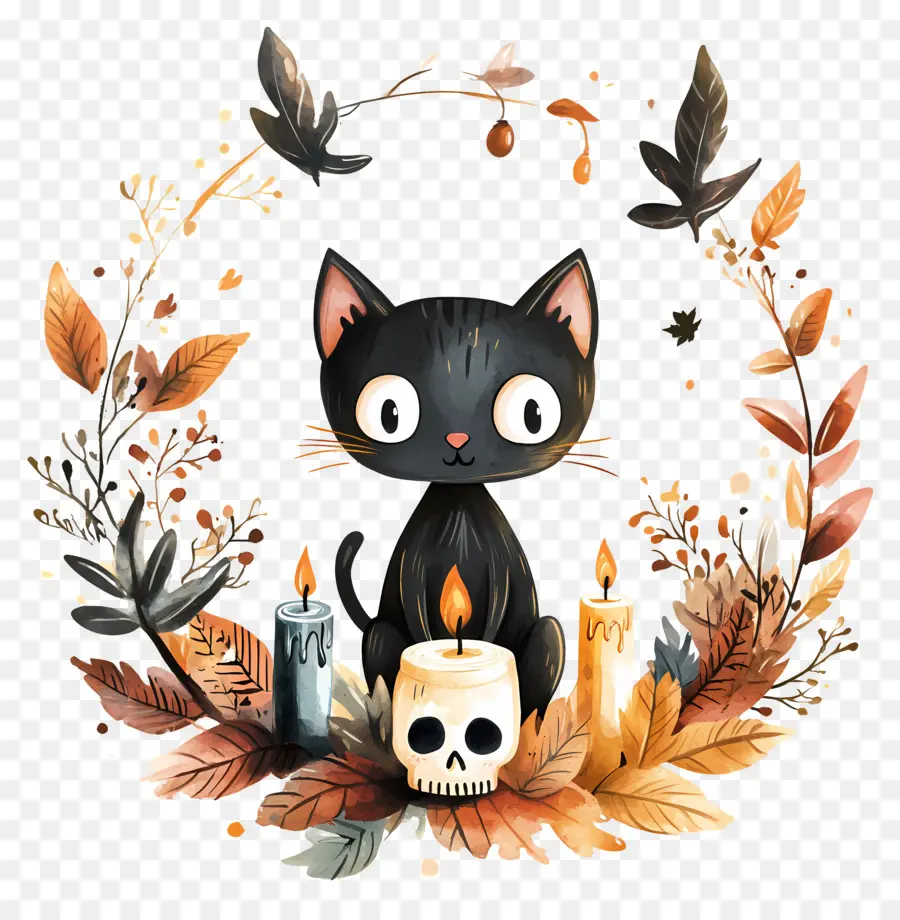 Gato Negro De Halloween，Gato PNG