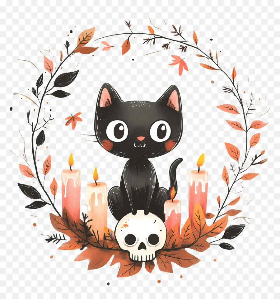 Gato Negro De Halloween，Gato PNG