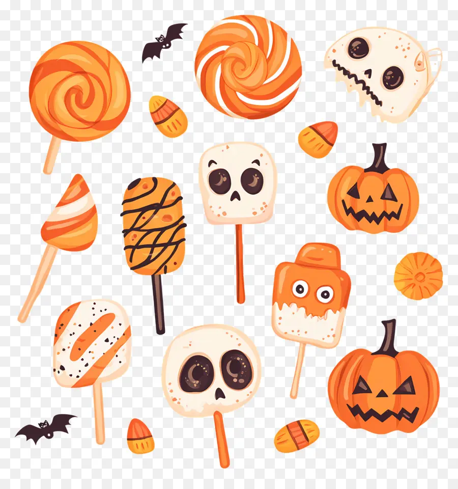 Dulces De Halloween，Calabazas Y Dulces De Halloween PNG