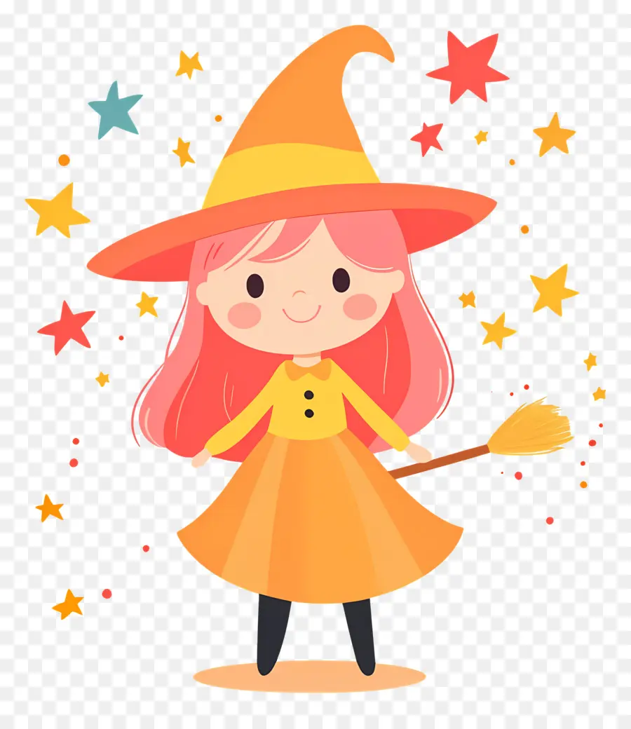 Linda Bruja De Halloween，Linda Bruja En Amarillo PNG