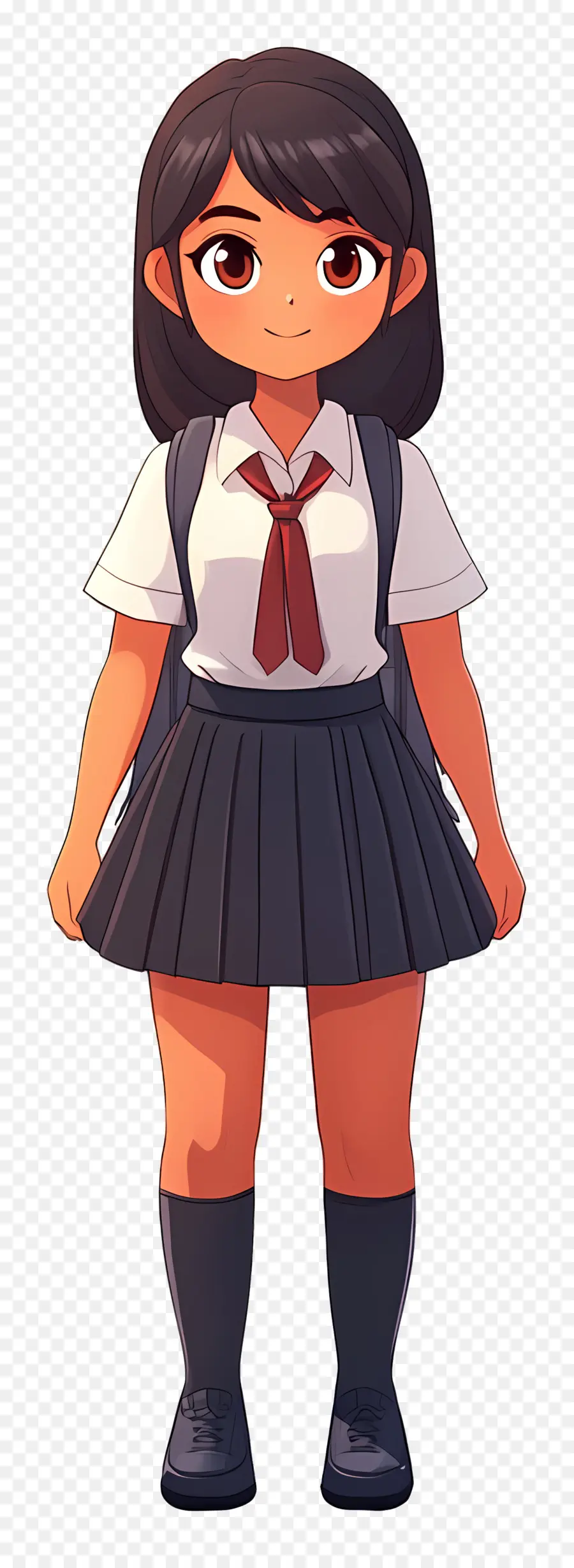 Escuela Animada，Chica Con Pelo Largo PNG