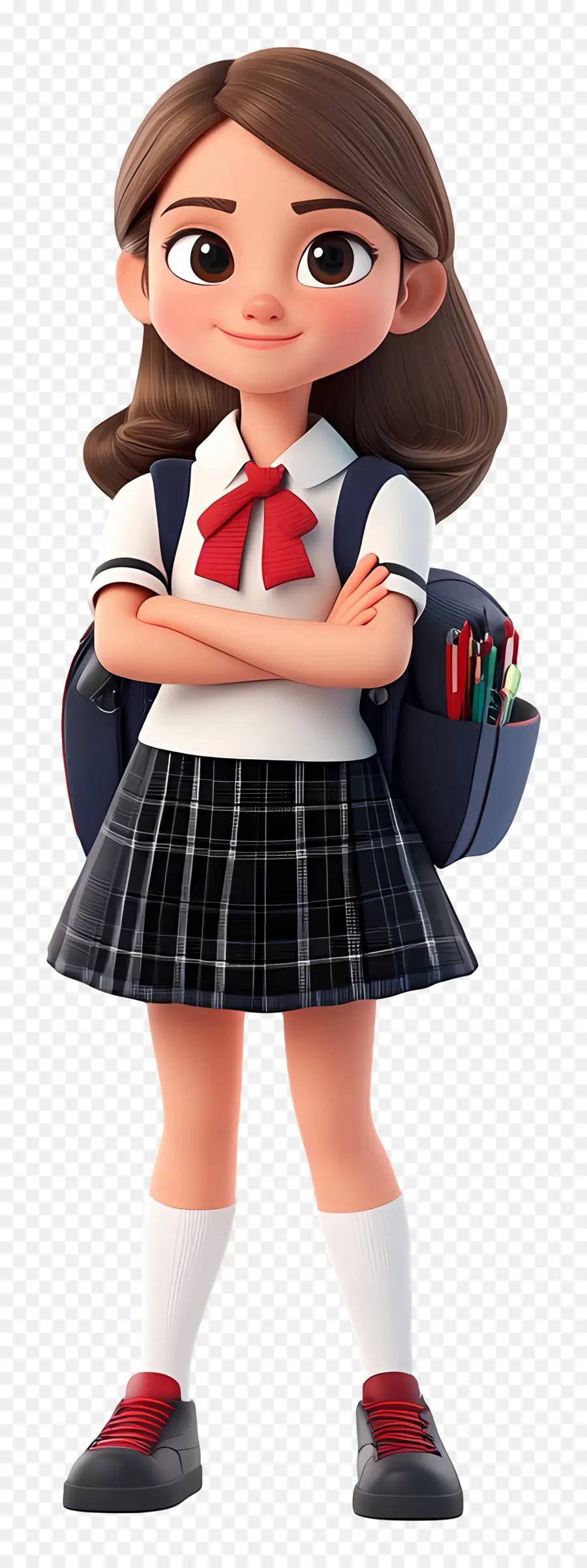 Escuela Animada，Chica En Uniforme Escolar PNG