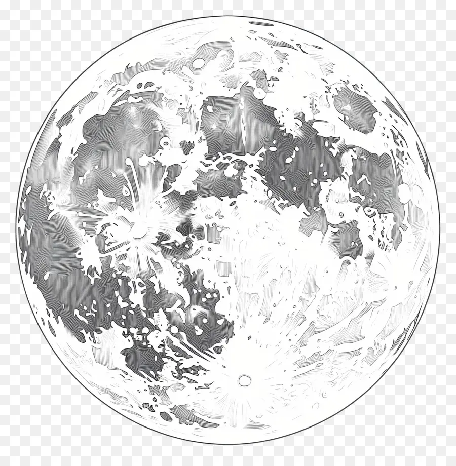 Contorno De La Luna，Luna En Blanco Y Negro PNG