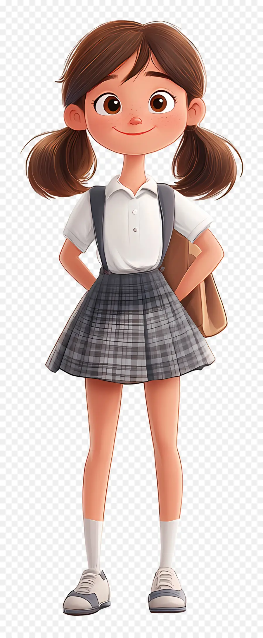 Escuela Animada，Chica En Uniforme Escolar PNG