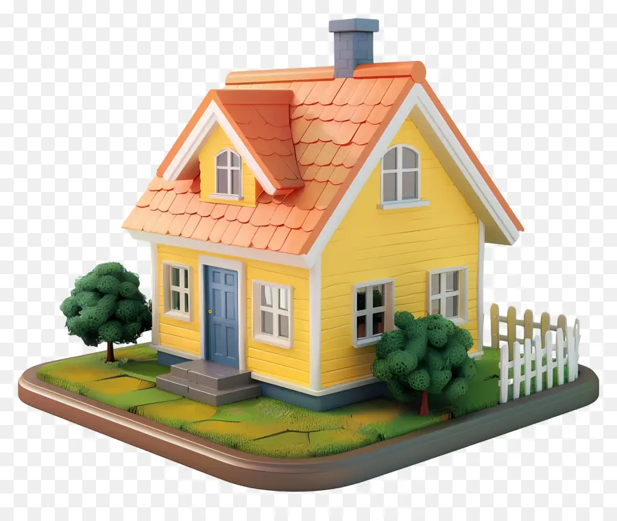 Casa Sencilla Modelo 3d，Casa Amarilla PNG