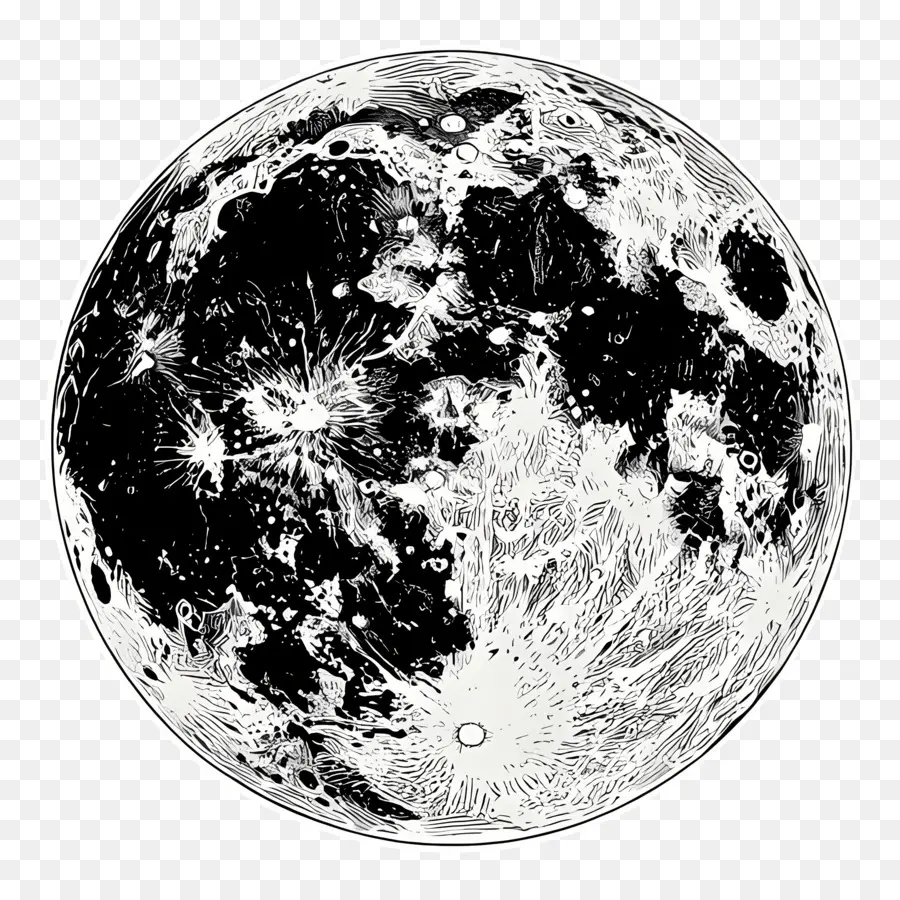 Contorno De La Luna，Luna En Blanco Y Negro PNG