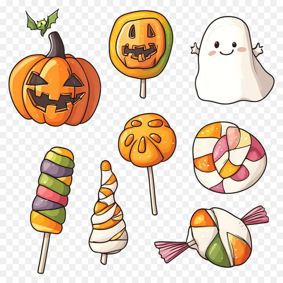 Dulces De Halloween，Calabazas Y Dulces De Halloween PNG