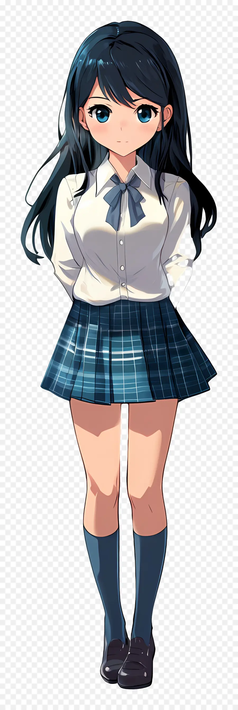 Escuela Animada，Chica Anime En Uniforme Escolar PNG