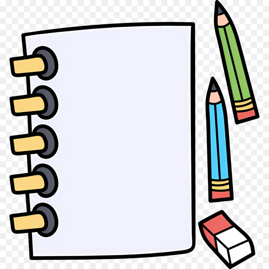 Computadora Portátil，Cuaderno Y Lápices PNG