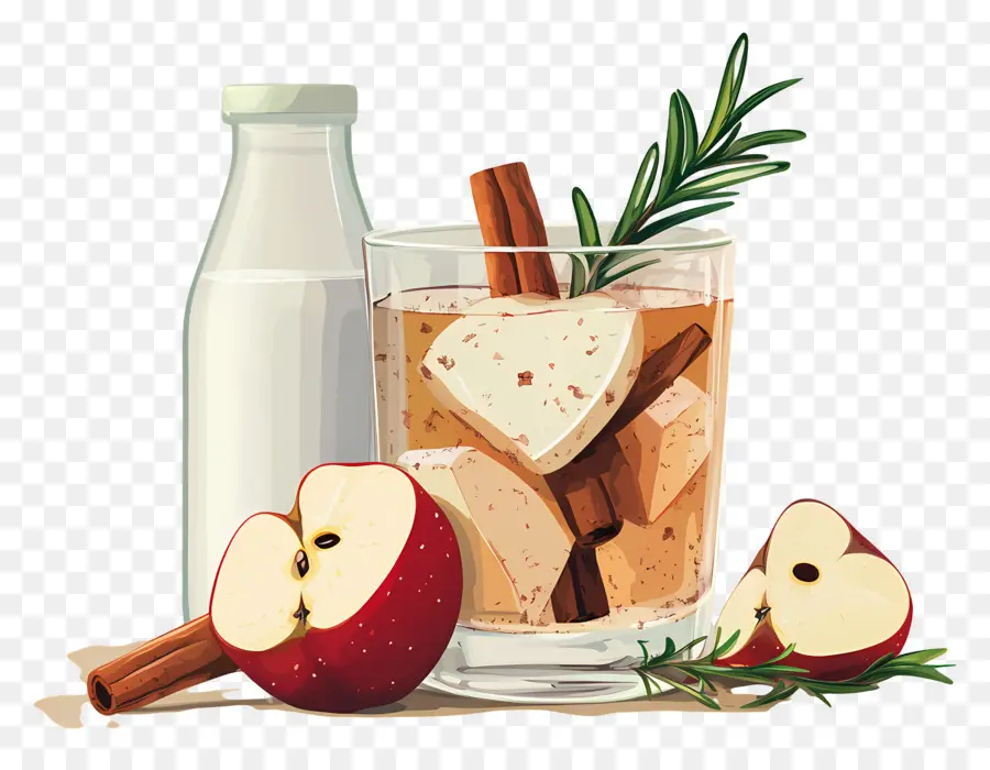 Sidra De Manzana，Manzana Y Leche PNG