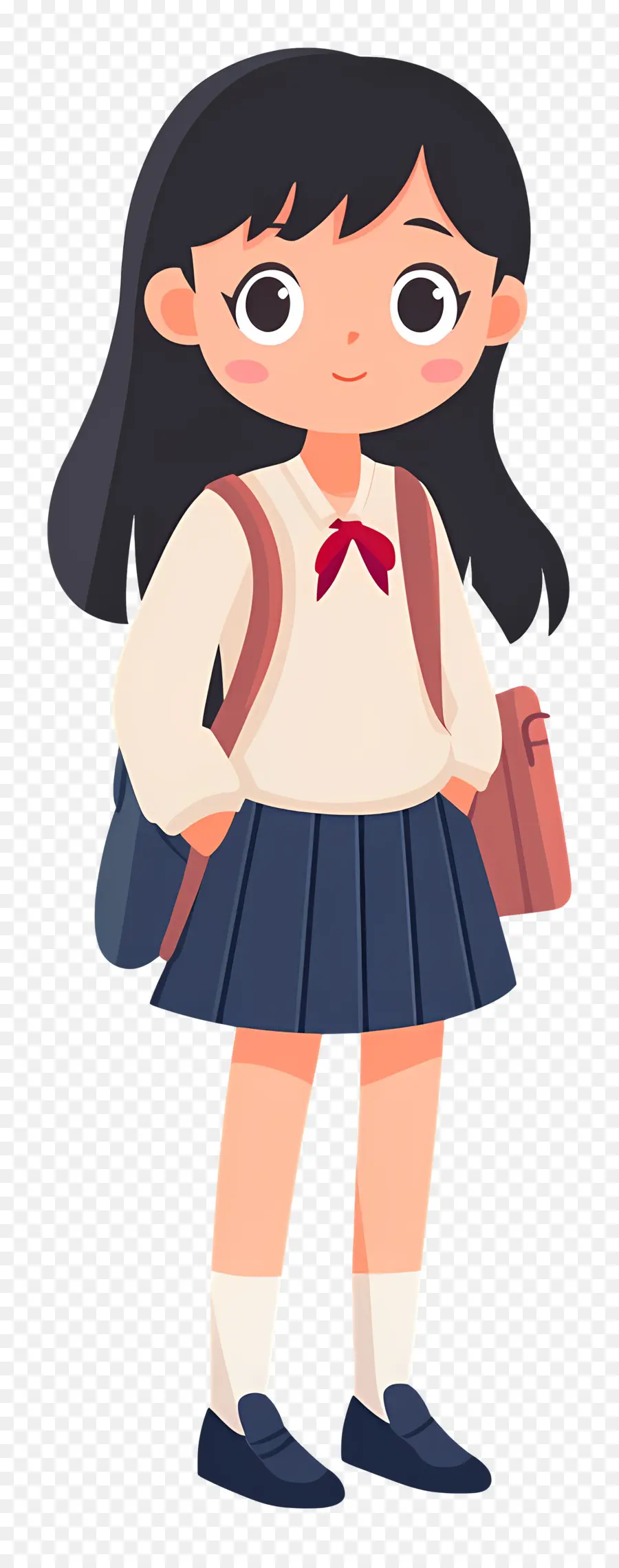 Escuela Animada，Chica Con Pelo Largo PNG