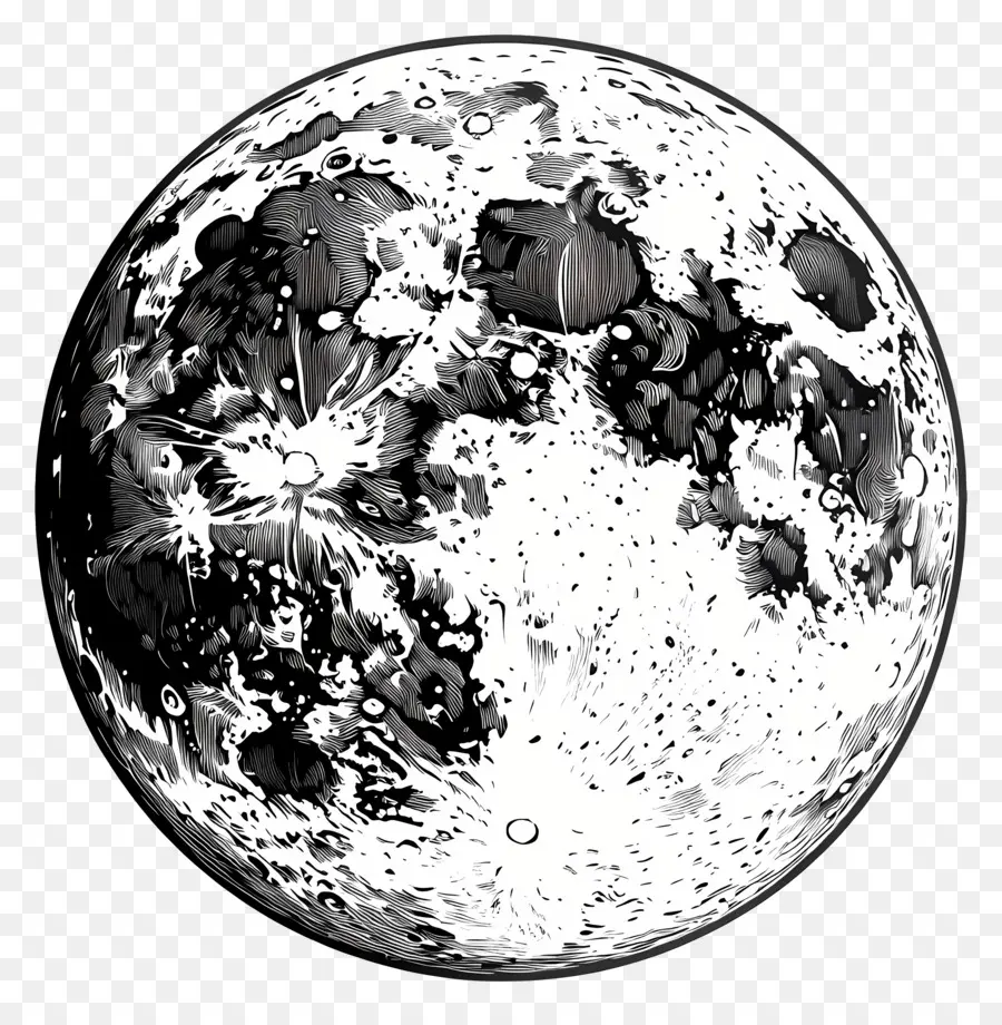 Contorno De La Luna，Luna En Blanco Y Negro PNG