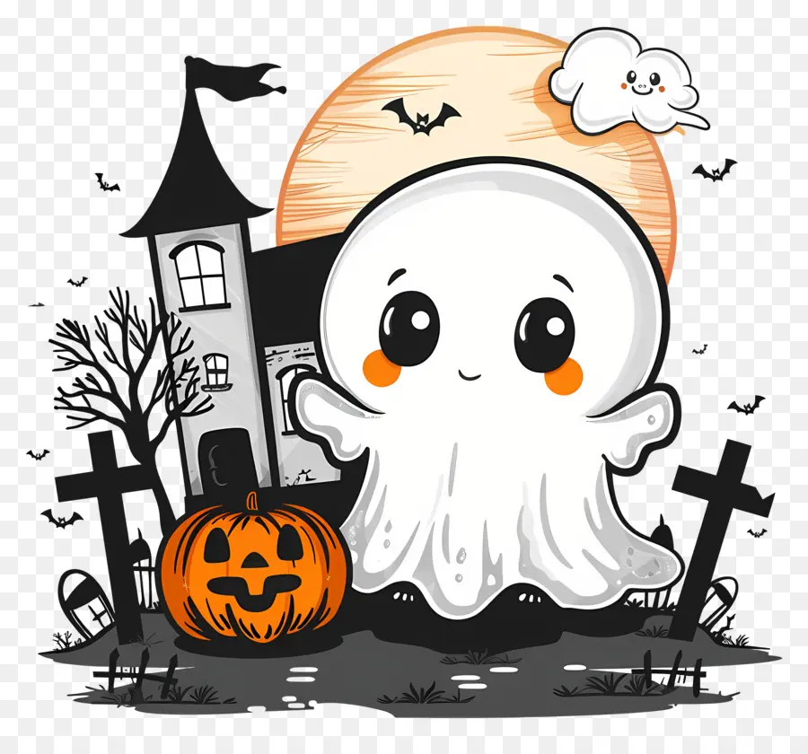 Fantasma De Halloween，Fantasma Con Calabaza PNG