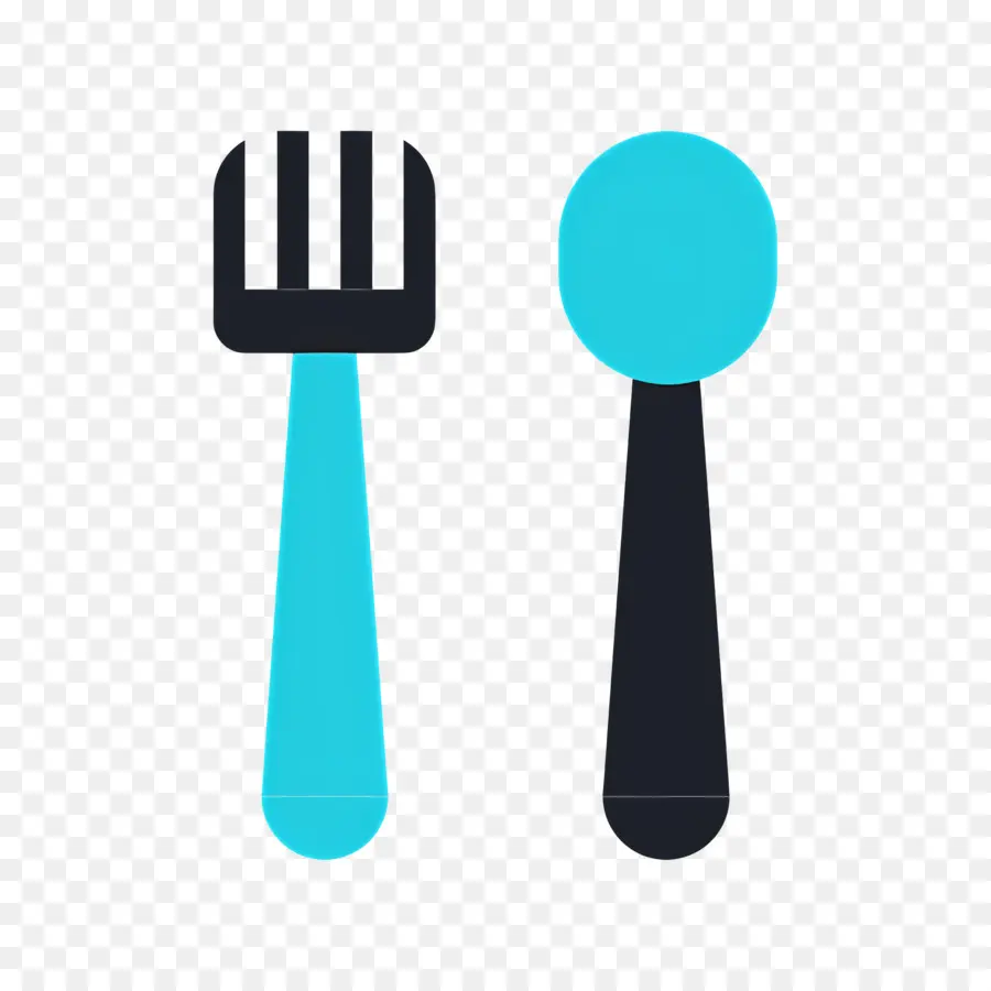 Tenedor Cuchara，Cuchara Y Tenedor Azul Y Negro PNG