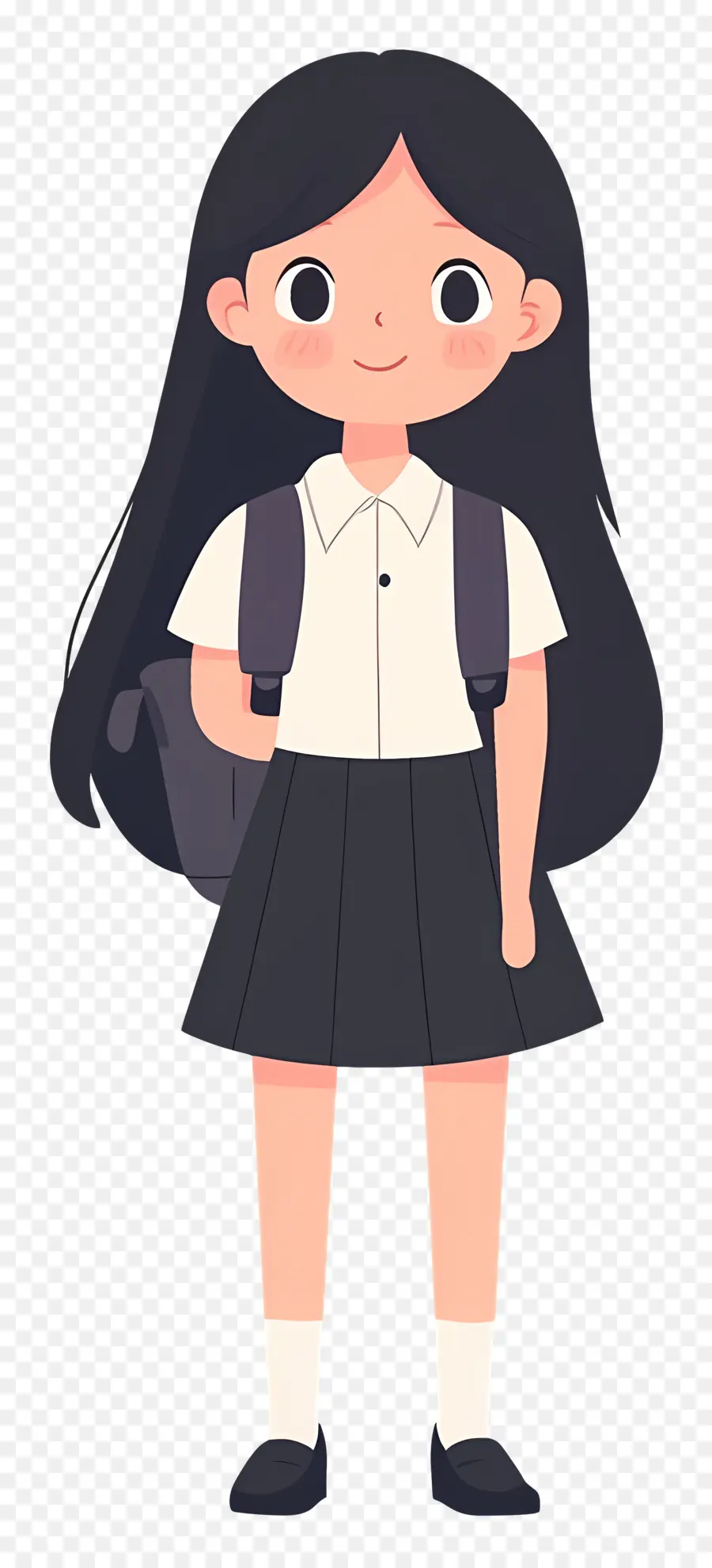 Escuela Animada，Chica Con Pelo Largo PNG