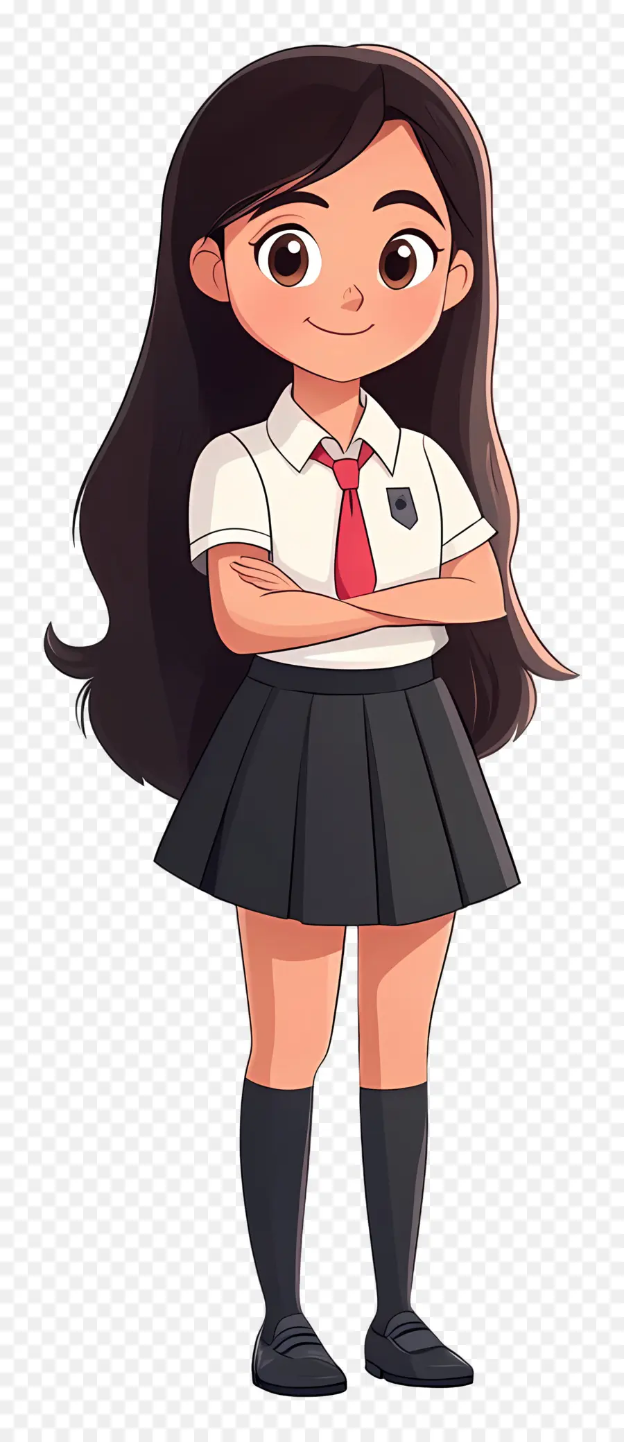 Escuela Animada，Chica Con Pelo Largo PNG