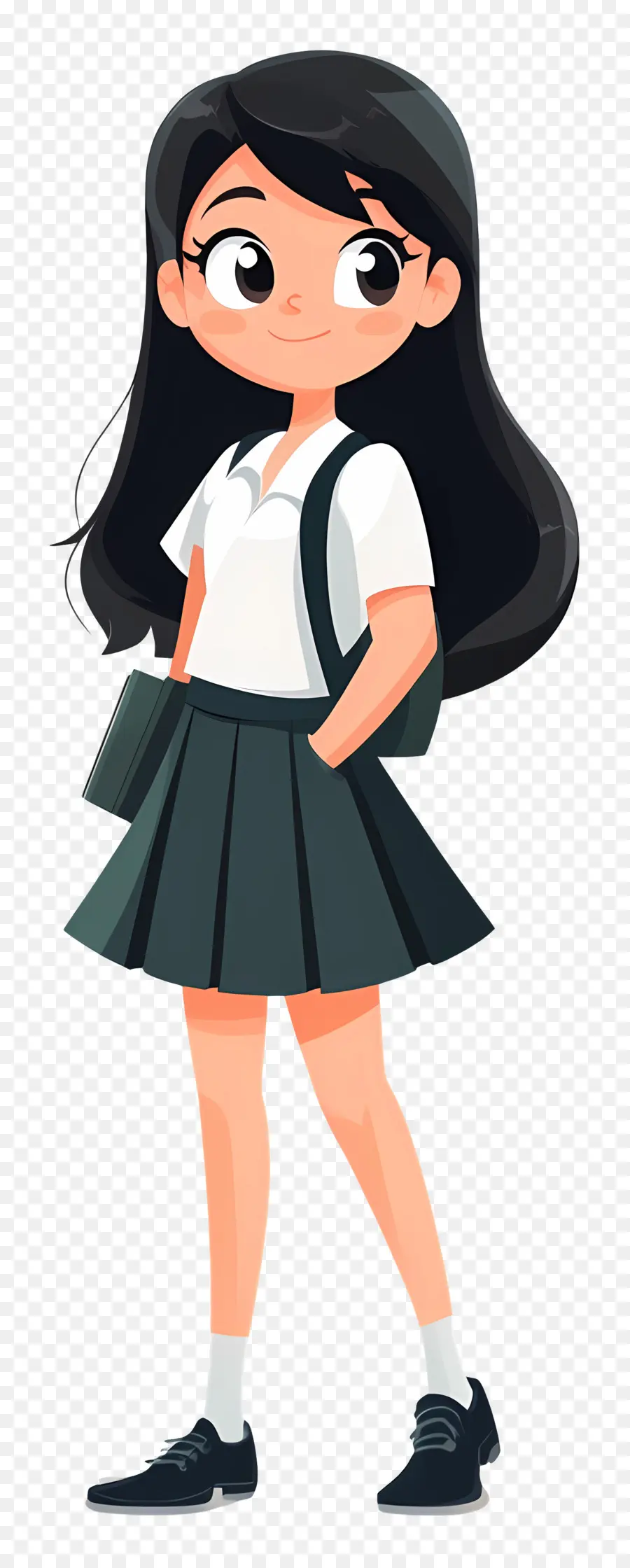 Escuela Animada，Chica Con Pelo Largo PNG