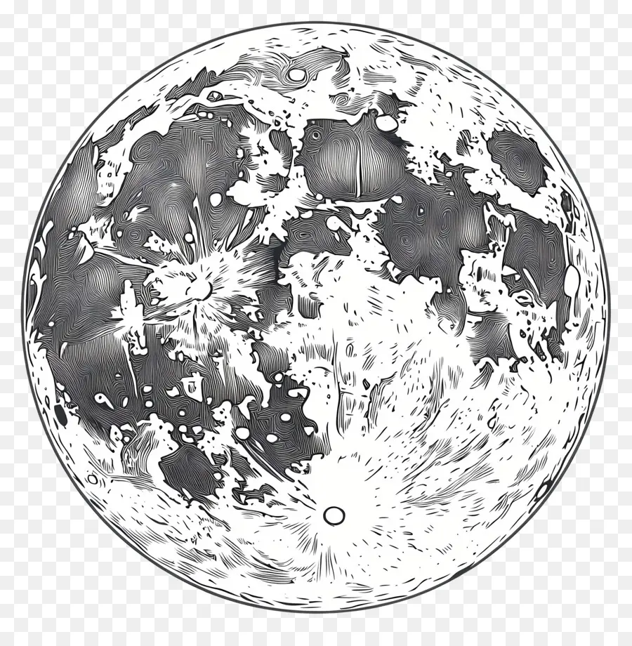 Contorno De La Luna，Luna En Blanco Y Negro PNG