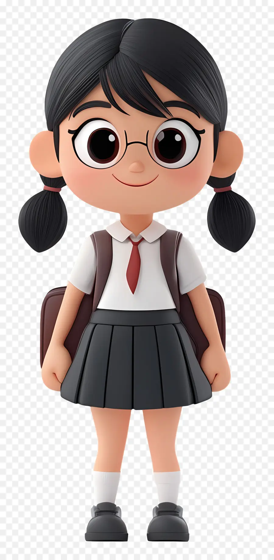 Escuela Animada，Chica De Dibujos Animados Con Coletas PNG