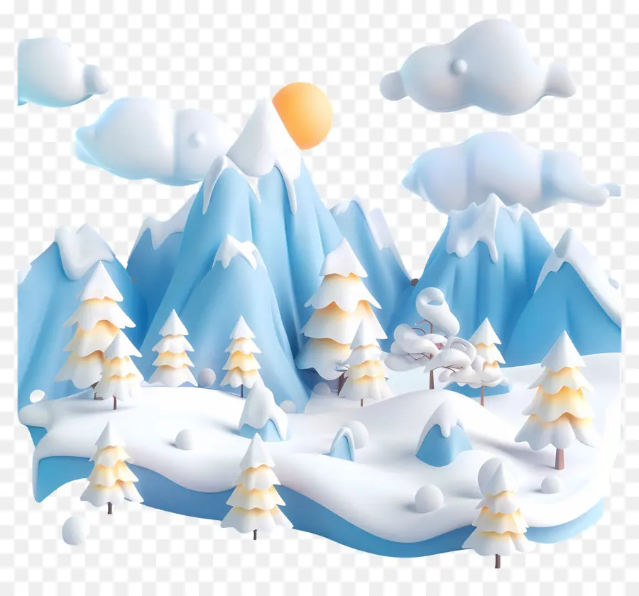 Paisaje Nevado，Invierno PNG