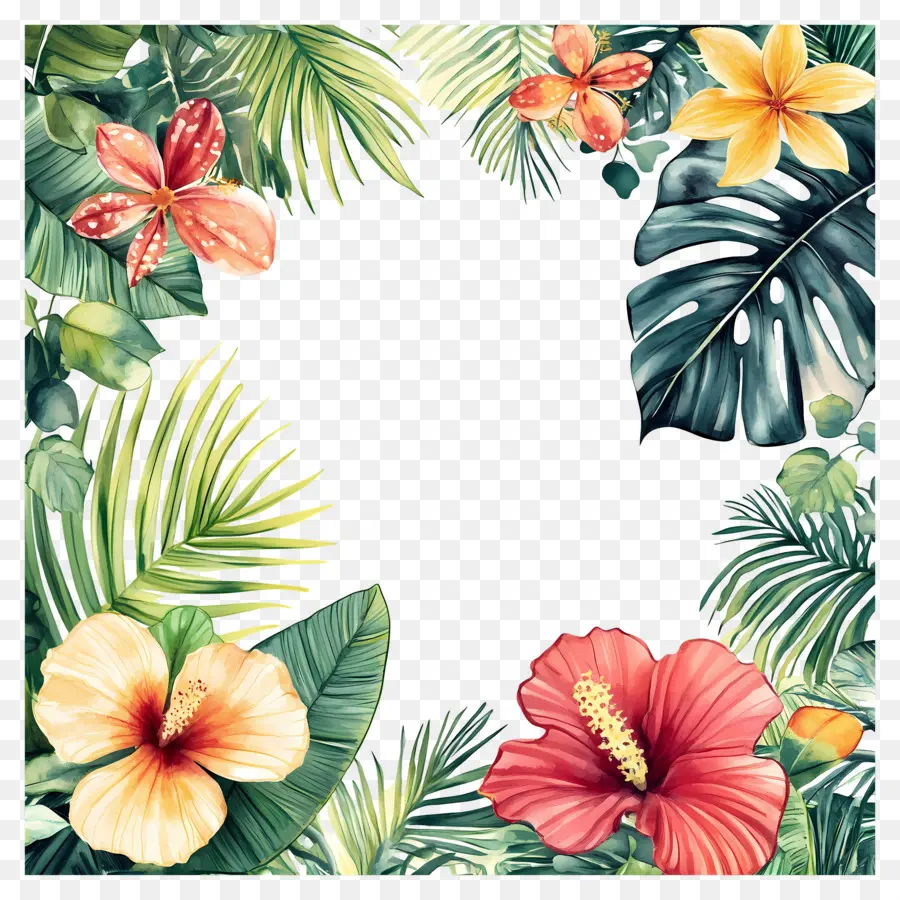 Marco Floral Tropical，Flores Tropicales PNG