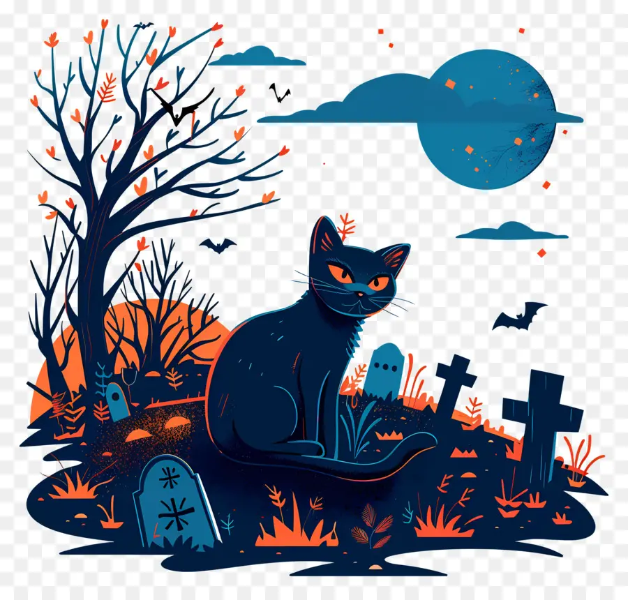 Gato Negro De Halloween，Gato Negro PNG