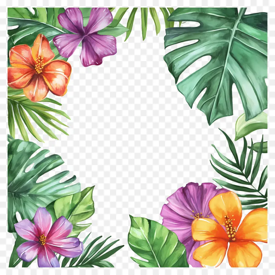 Marco Floral Tropical，Marco Colorido PNG