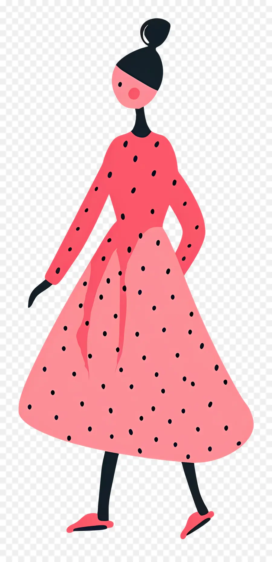 Mujer En Rosa，Mujer Con Vestido De Lunares Rojos PNG