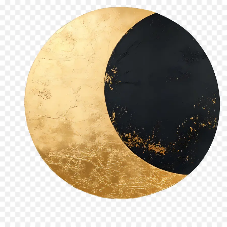 Luna Dorada，Círculo Dorado Y Negro PNG