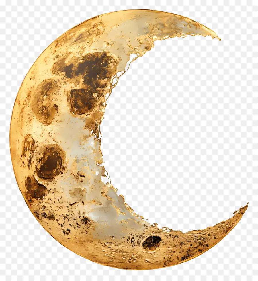 Luna Dorada，Luna Creciente Dorada PNG