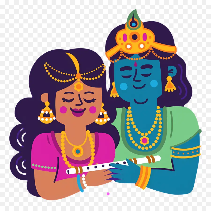 Radha Krishna，Mujer Y Deidad Azul PNG