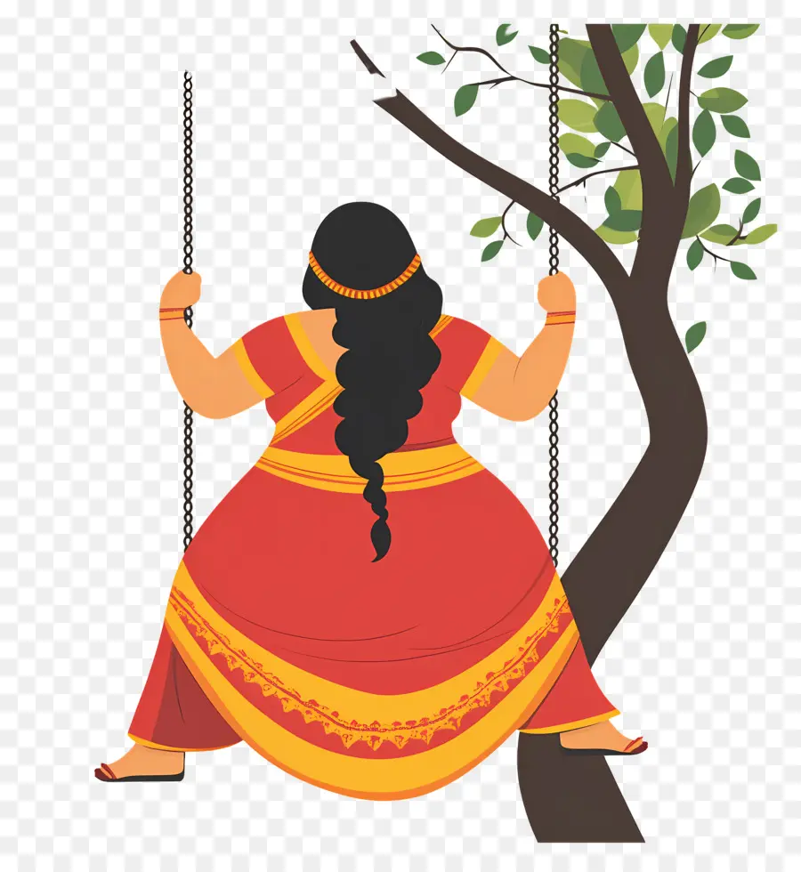 Festival Teej，Mujer En Columpio PNG