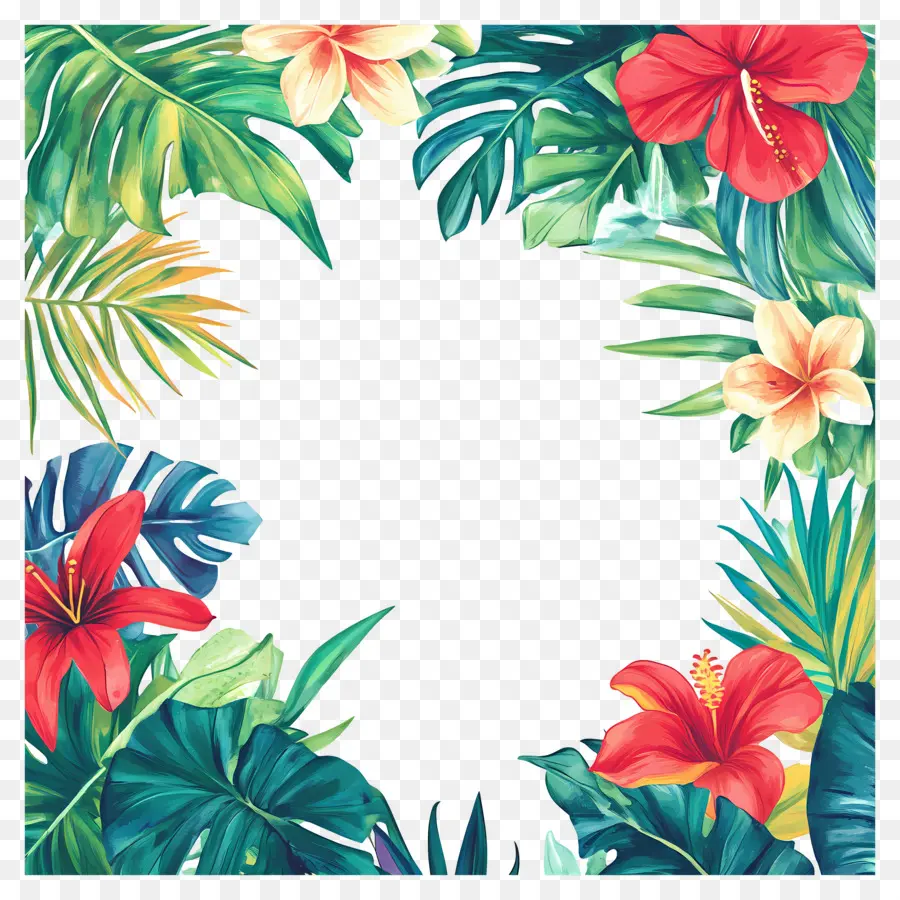 Marco Floral Tropical，Marco Colorido PNG