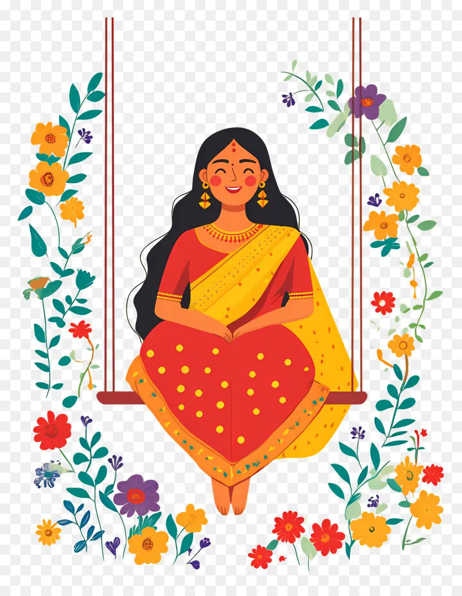 Festival Teej，Mujer En Traje Tradicional PNG