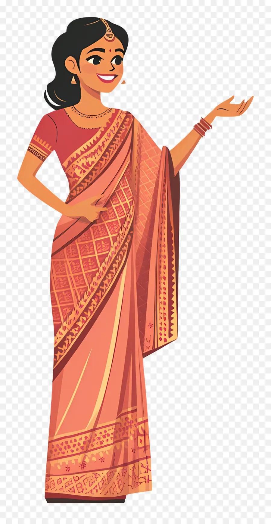 Sari Indio，Mujer En Sari PNG