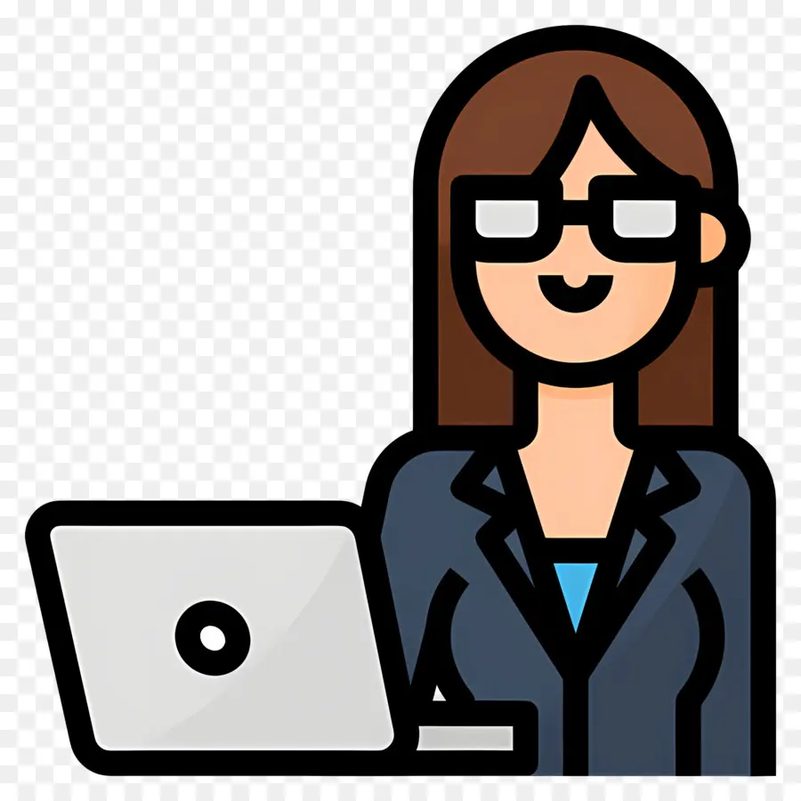 Mujer De Negocios，Mujer Con Computador Portatil PNG