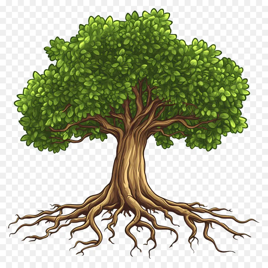 árbol Con Raíces，árbol Verde PNG