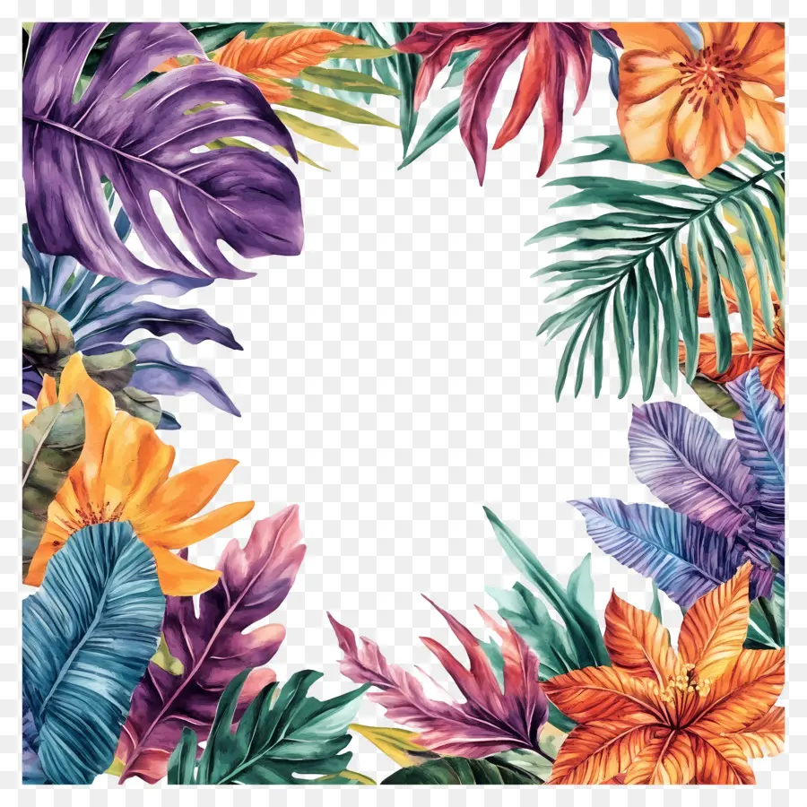 Marco Floral Tropical，Marco Colorido PNG