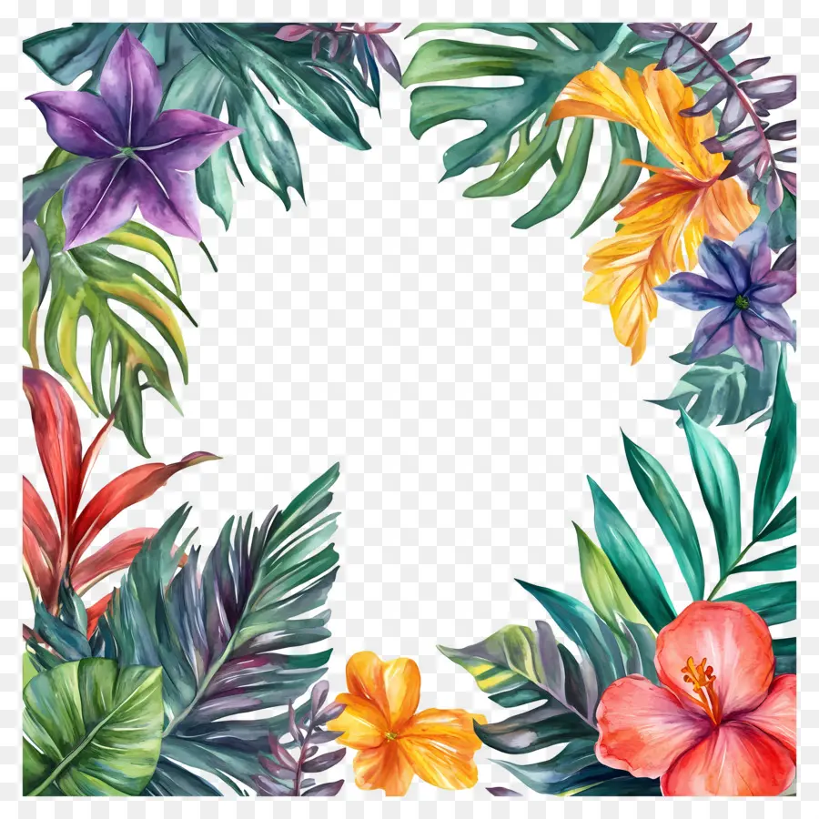 Marco Floral Tropical，Marco Colorido PNG