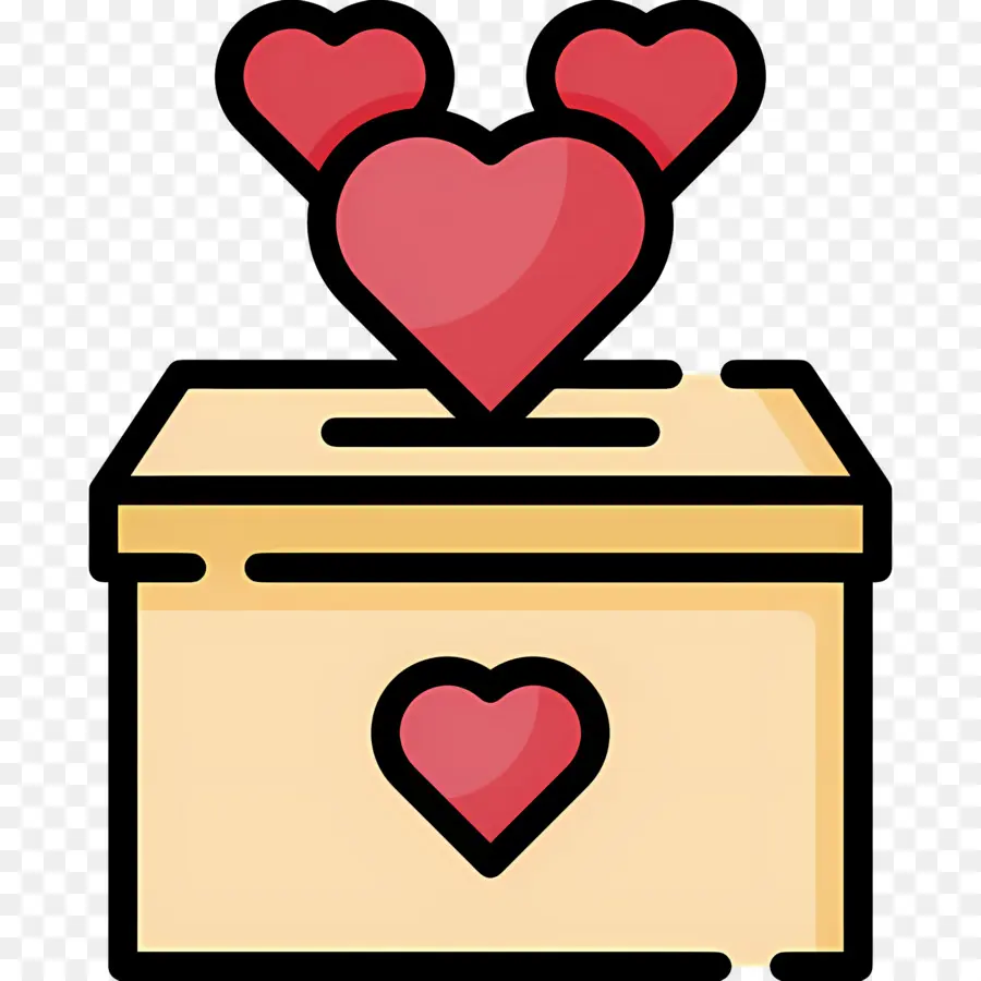 Caja De Donaciones，Caja De Donaciones Con Corazones PNG