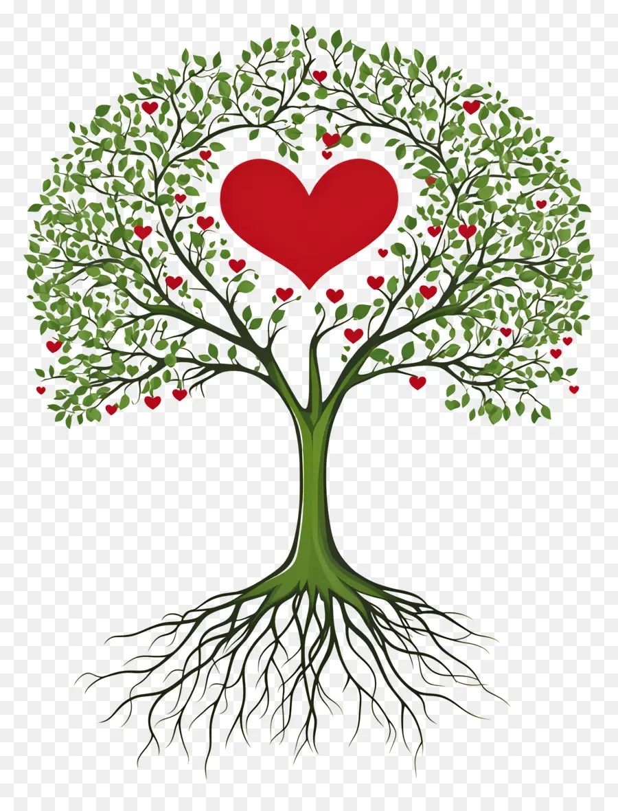 árbol Con Raíces，árbol Del Corazón PNG