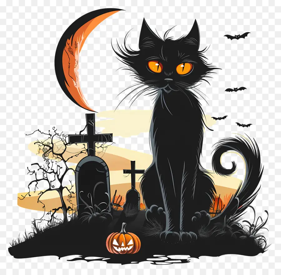 Gato Negro De Halloween，Gato Negro PNG