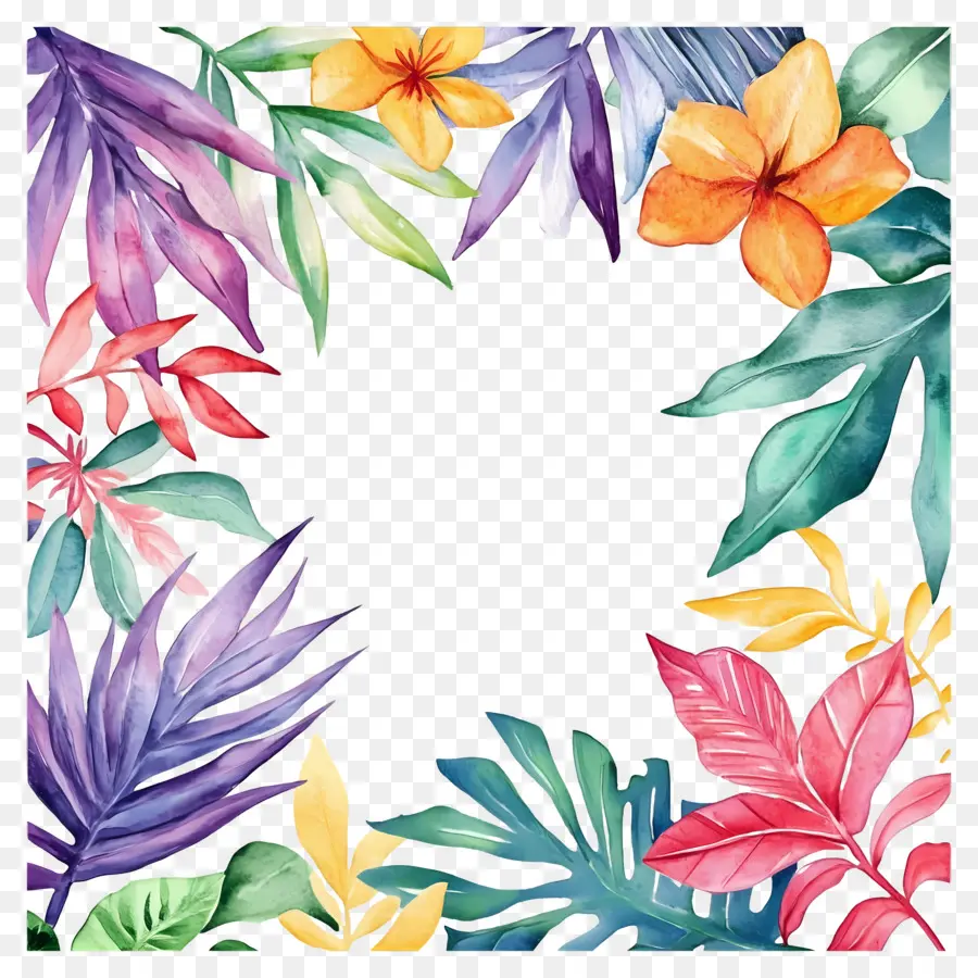 Marco Floral Tropical，Marco Colorido PNG