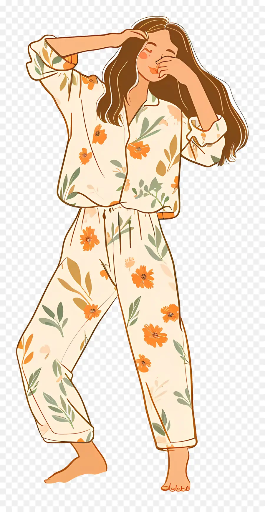 Mujer En Pijama，Ropa De Dormir PNG