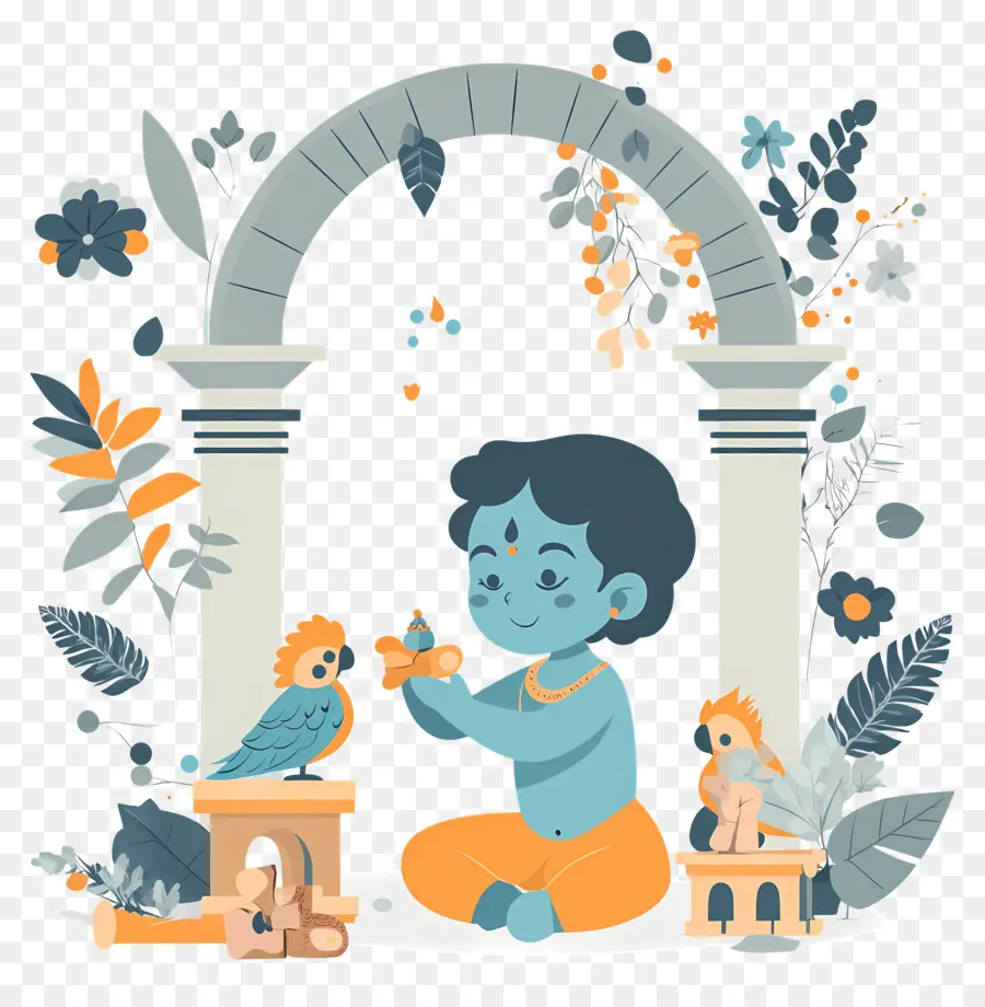 Krishna Janmashtami，Niño Azul PNG